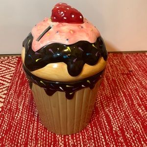 Giant ceramic cupcake piggy bank